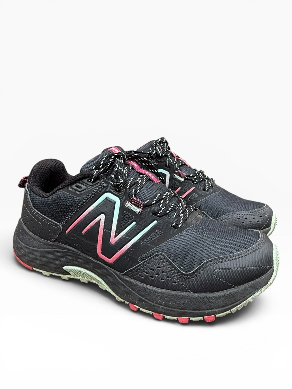 New Balance 410v8 Trail Running Shoes Black Pink Mint Women's Size 8 Wide